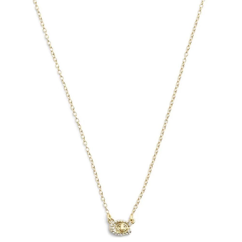 Coach Signature C pave’ turnlock short pendant necklace NWT